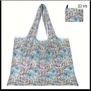Reusable Owl Print Tote Bag - Multicolor